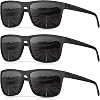 Polarized Sunglasses for Men Women, Square Sun Glasses for Driving Fishing Golf Lightweight Fashion Square Sun Glasses 100% UV400 Protection 3 Packs (Black)