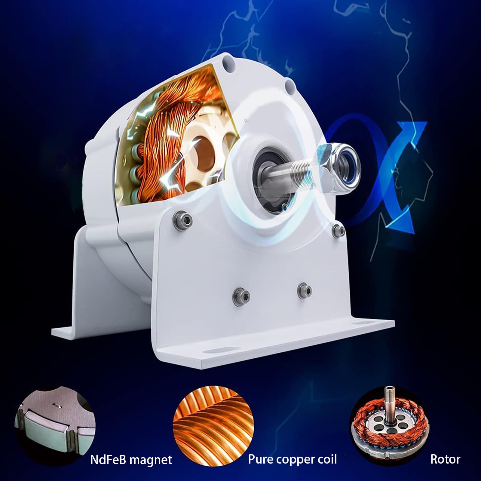 3-Fazowy Alternator, Domowy 3-Fazowy Generator PrąDu Z Magnesami TrwałYmi Z Metali Ziem Rzadkich Do Pionowych I Poziomych Turbin Wiatrowych 12V 24V 48V BiałY,800W-24V
