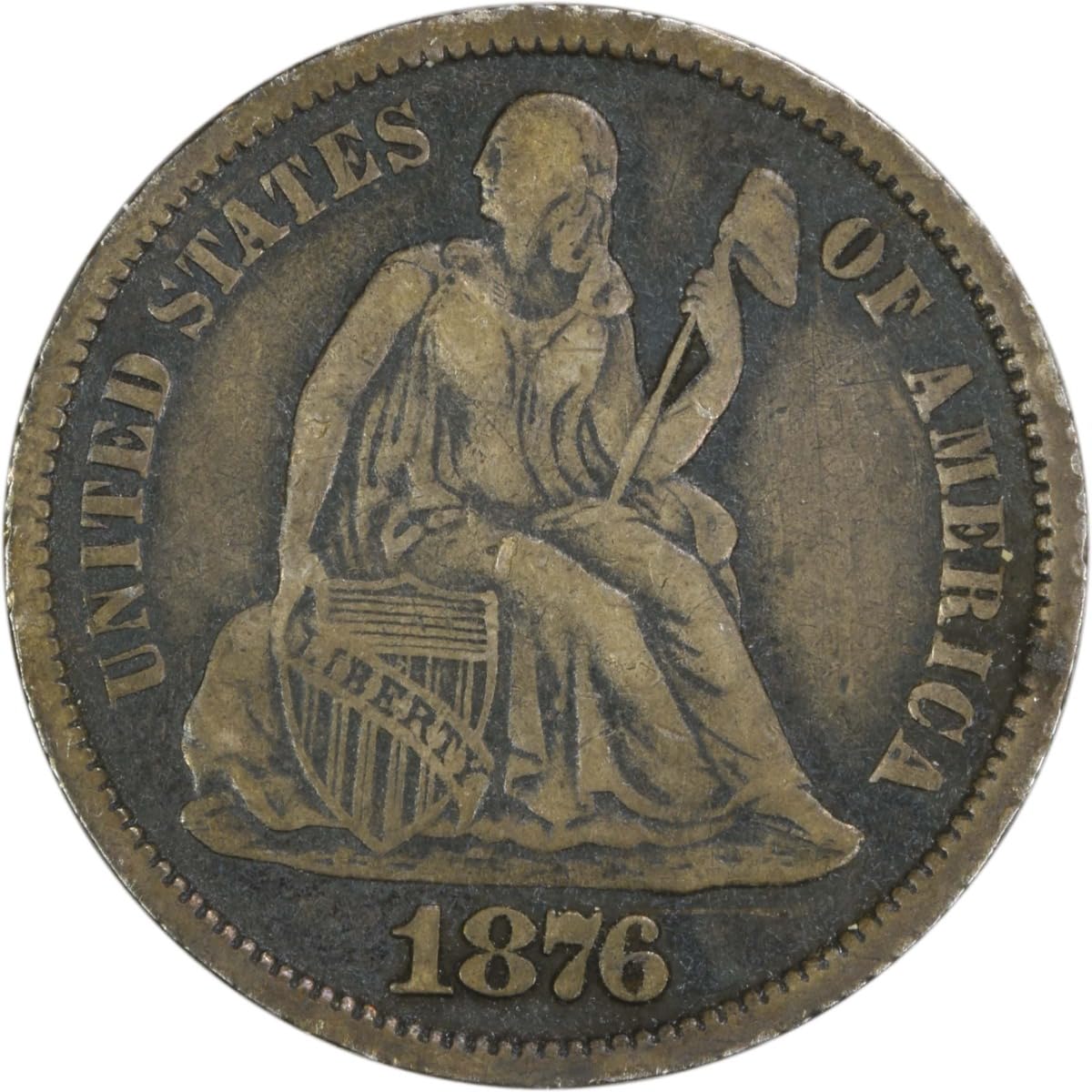 1876 S Liberty Seated Dime Uncertified Choice VF