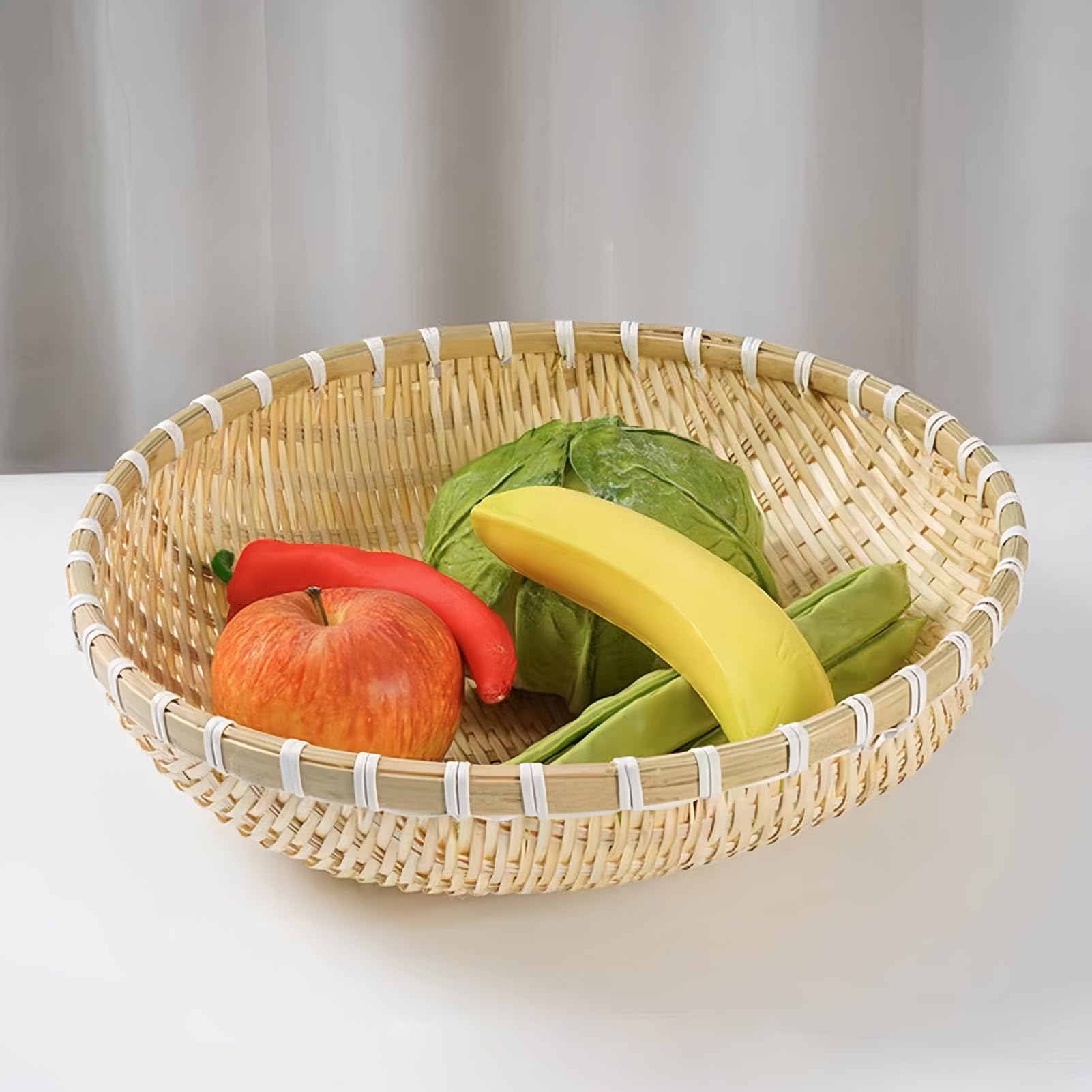 Bamboo Sieve,Handmade Bamboo Plates Handmade Bamboo Plates Round Bamboo Sieve Storage Tray Bamboo Dustpan Storage Basket Rice Sieve Hand Made Basket for Garden,Kitchen Organization (36cm)