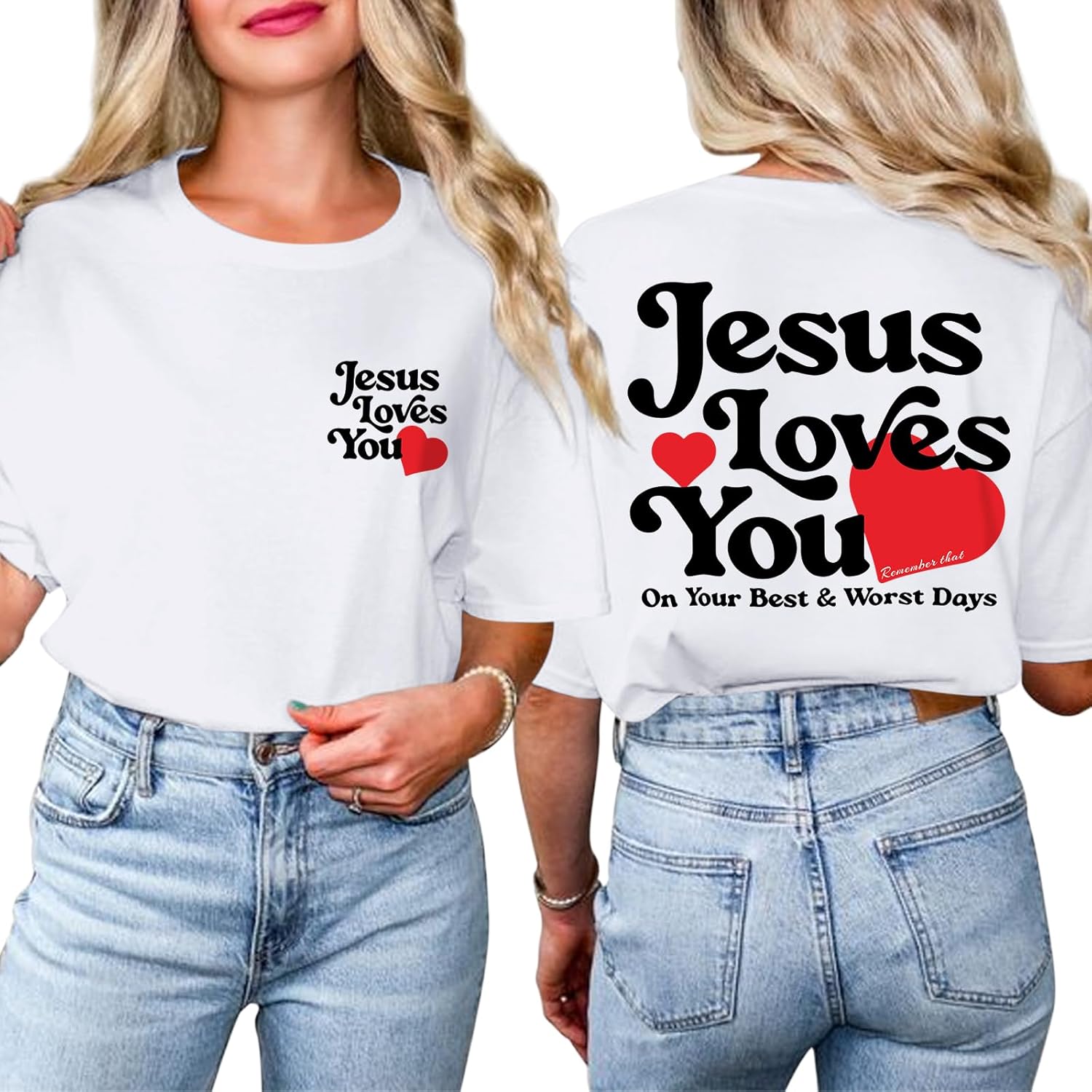 BINTEHGS Jesus Loves You Shirt Christian Women T-Shirts Religious Faith Tshirts Womens Bible Verse Shirts Inspirational Tees - Image 2