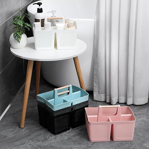 Miniatura 7 de rejomiik Cesta portátil para ducha, organizador de plástico para limpieza, bolsa de almacenamiento con asa para baño, universidad, artículos
