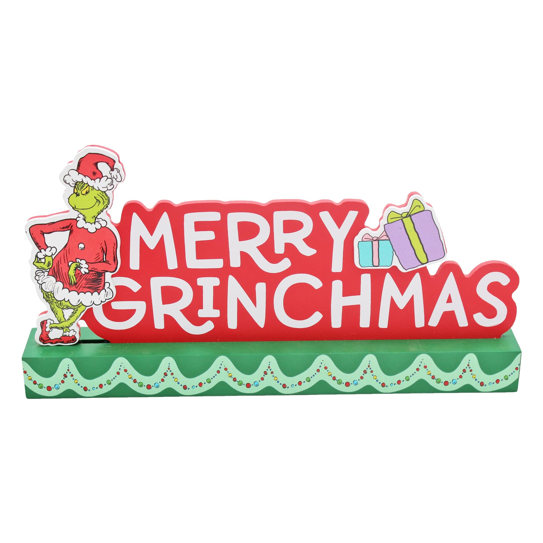 Christmas Grinch Plaque Decoration Mantel Ornament MDF - Grinch Merry Grinchmas