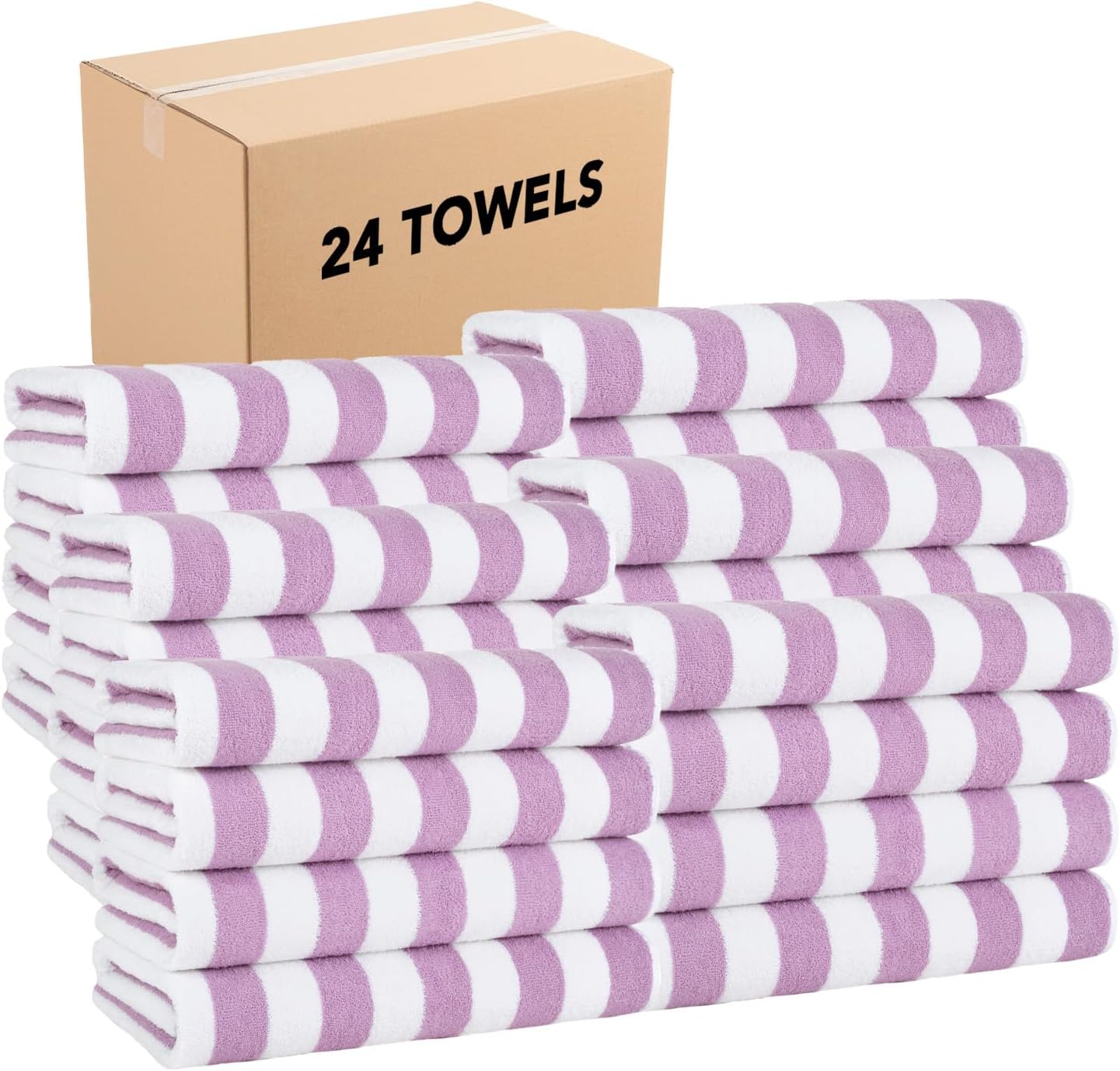 Arkwright California Cabana Stripe Beach Towel - Pack of 4, Large Soft Quick Dry Cotton Terry Towels Set for Pool, Swim, and Hot Tub, Oversized 30 x 70 in, Multiple