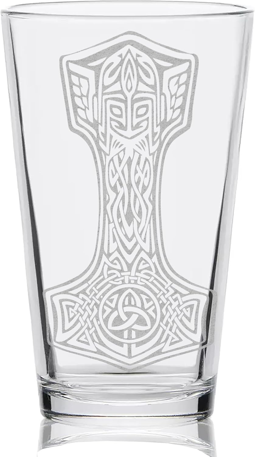 VEGVISIR SYMBOL Engraved Beer Pint Glass | Inspired by Vikings & Norse Mythology | Great Gift Idea!