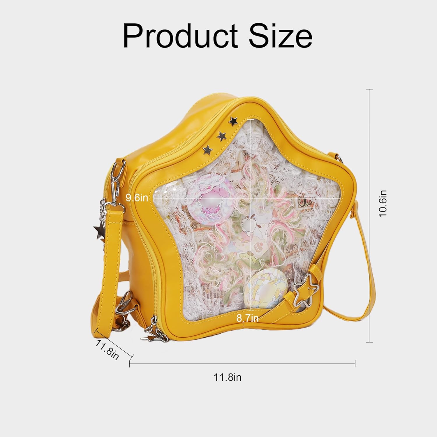 Kawaii Ita Bag Cute Crossbody Pin Display Purse Star-Shape Y2K Shouder Bag for Cosplay, Comic Con - Image 6