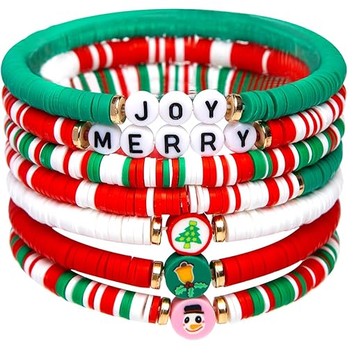 Artlunar 6 Pack Cute Xmas Bracelets for Women Teen Girls as Party Gifts