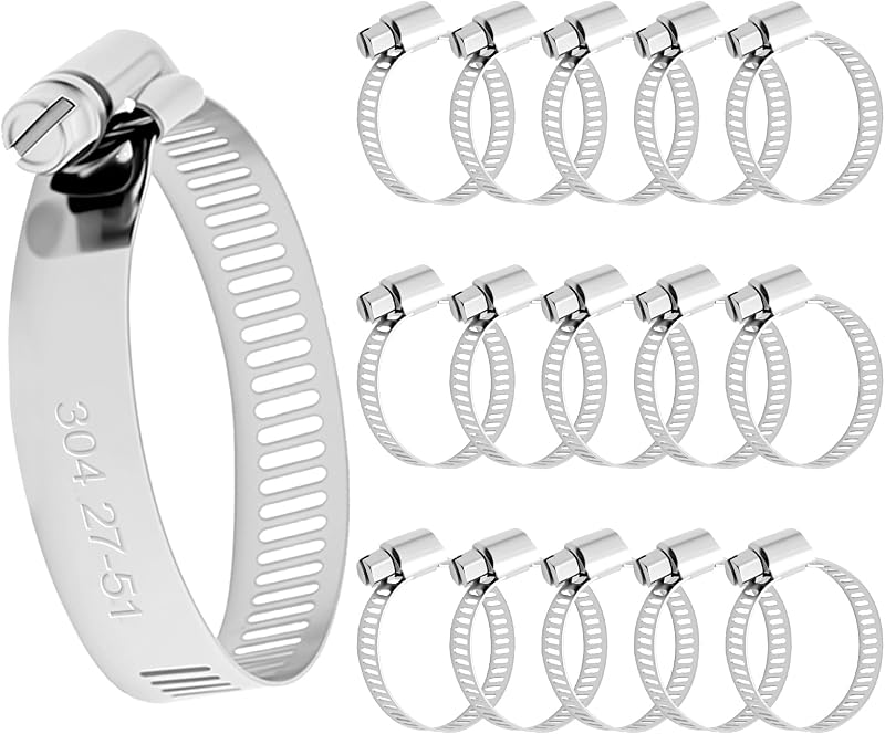 Abraçadeiras para Mangueira DVBB em Aço Inoxidável 304, Ajustáveis de 1 a 2 Polegadas (27–51 mm) – Kit com 16 unidades