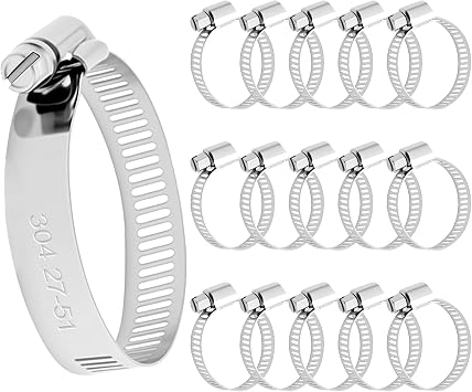 DVBB 16 PCS Stainless Steel Hose Clamps, 1 inch to 2 inch