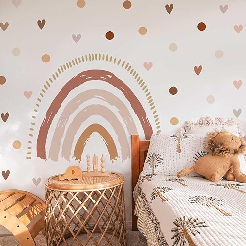 Enormes pegatinas de pared de arco iris y lunares, decoración de aula, arte para guardería, calcomanías de pared para despegar y pegar para niños