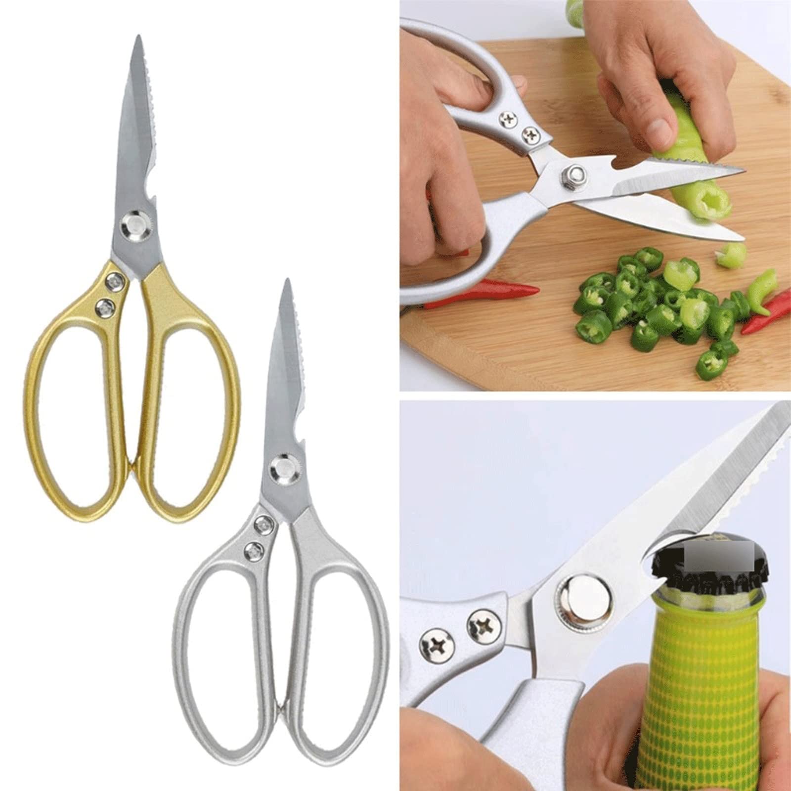 Forbici da cucina Forbici da cucina resistenti adatte per forbici per pollo, pesce e alimenti Forbici da cucina (oro argento)