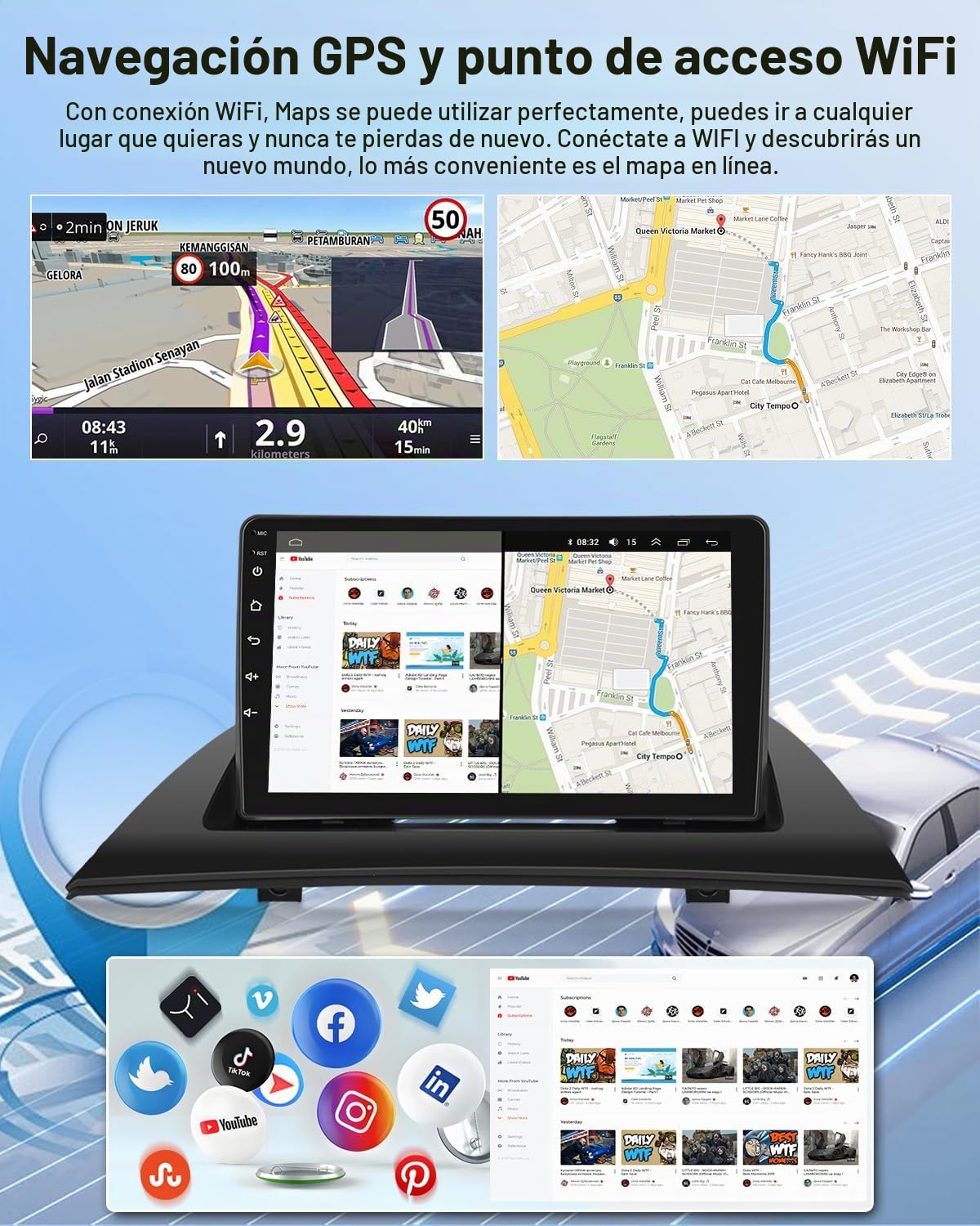 NHOPEEW 2G+64G Android Car Radio para BMW X3 E83 2004-2012 - Wireless Carplay & Android Auto - 9 Pulgadas Stereo con WiFi EQ GPS Mirror Link FM RDS + AHD Cámara de visión Trasera&Mic