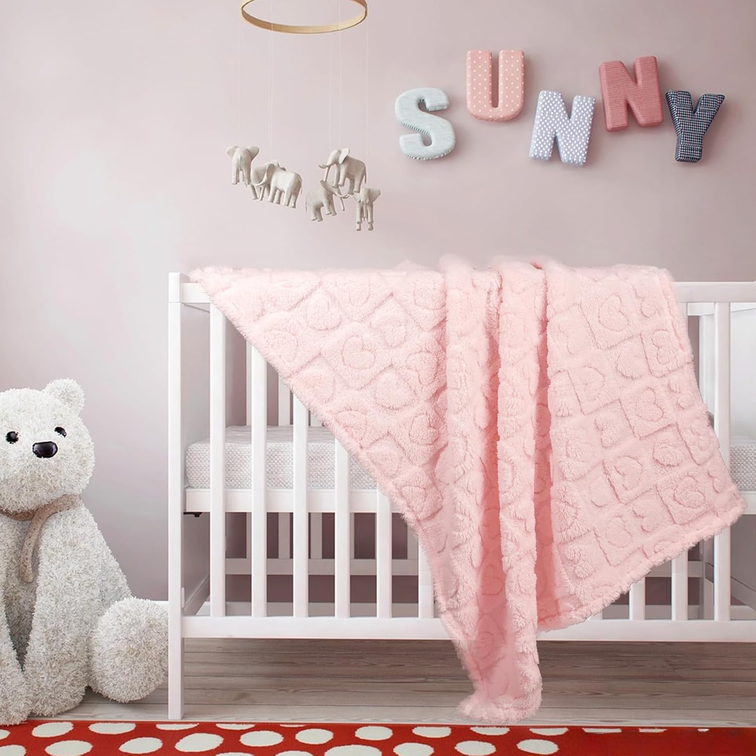 5 Pcs Baby Blanket Heart Checkered Ultra Soft Gift-Ready Plush for Newborns, Nursery & Stroller 30"x40" Beige Gray Blue Purple Light Pink - Image 5