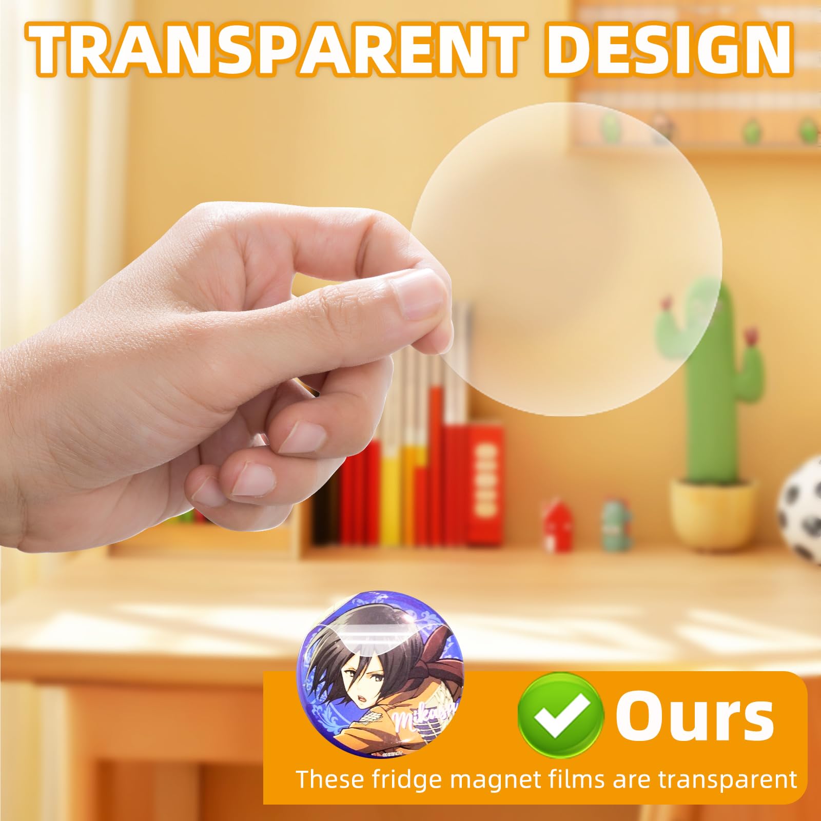 200Pcs Badge Film, PVC Transparent Badge Protective Film Circle Mylars Protective Sheet for Arts Crafts Supplies (75mm) - Image 3