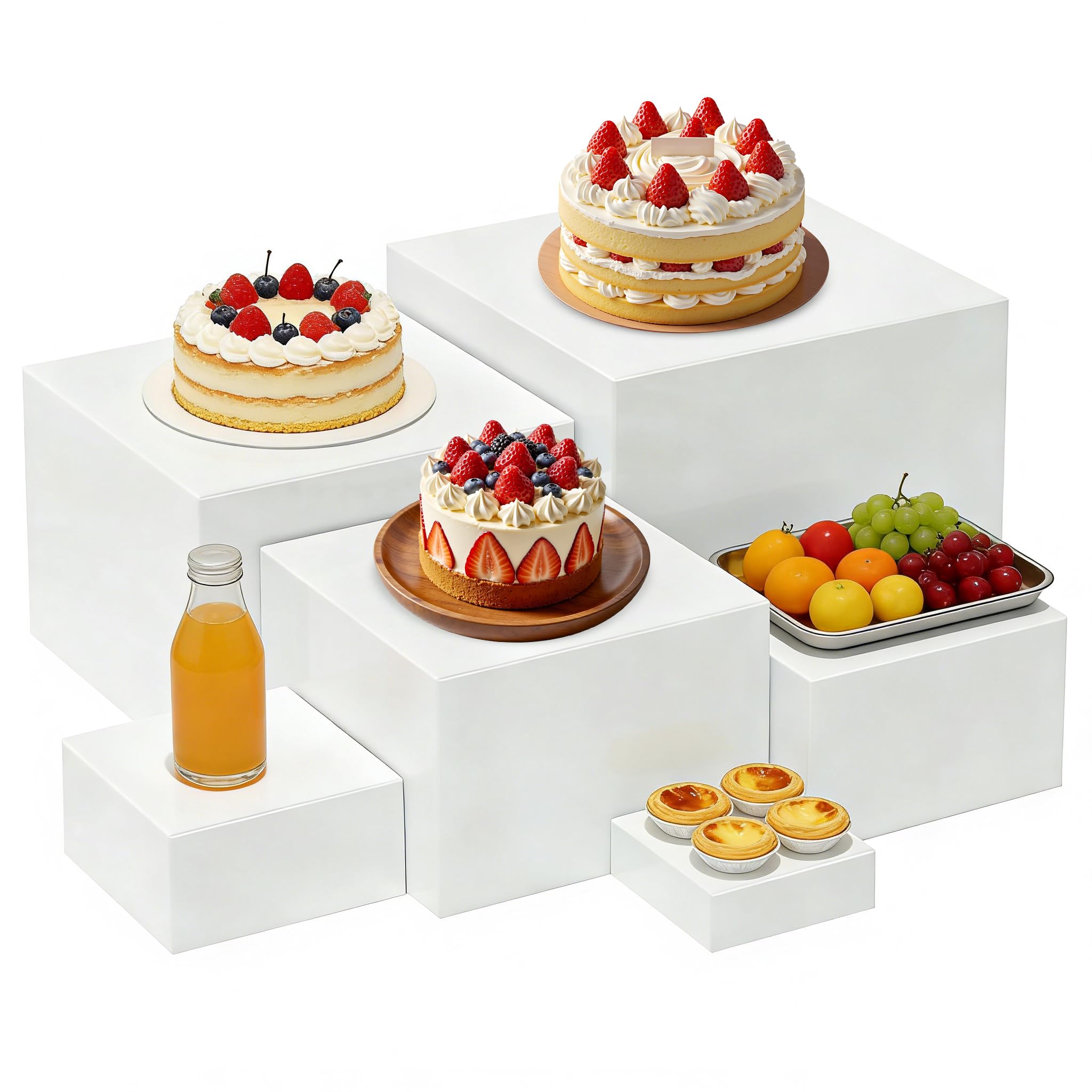 Bryzal Food Risers for Buffet 6 Dimensions White Acrylic Food Risers