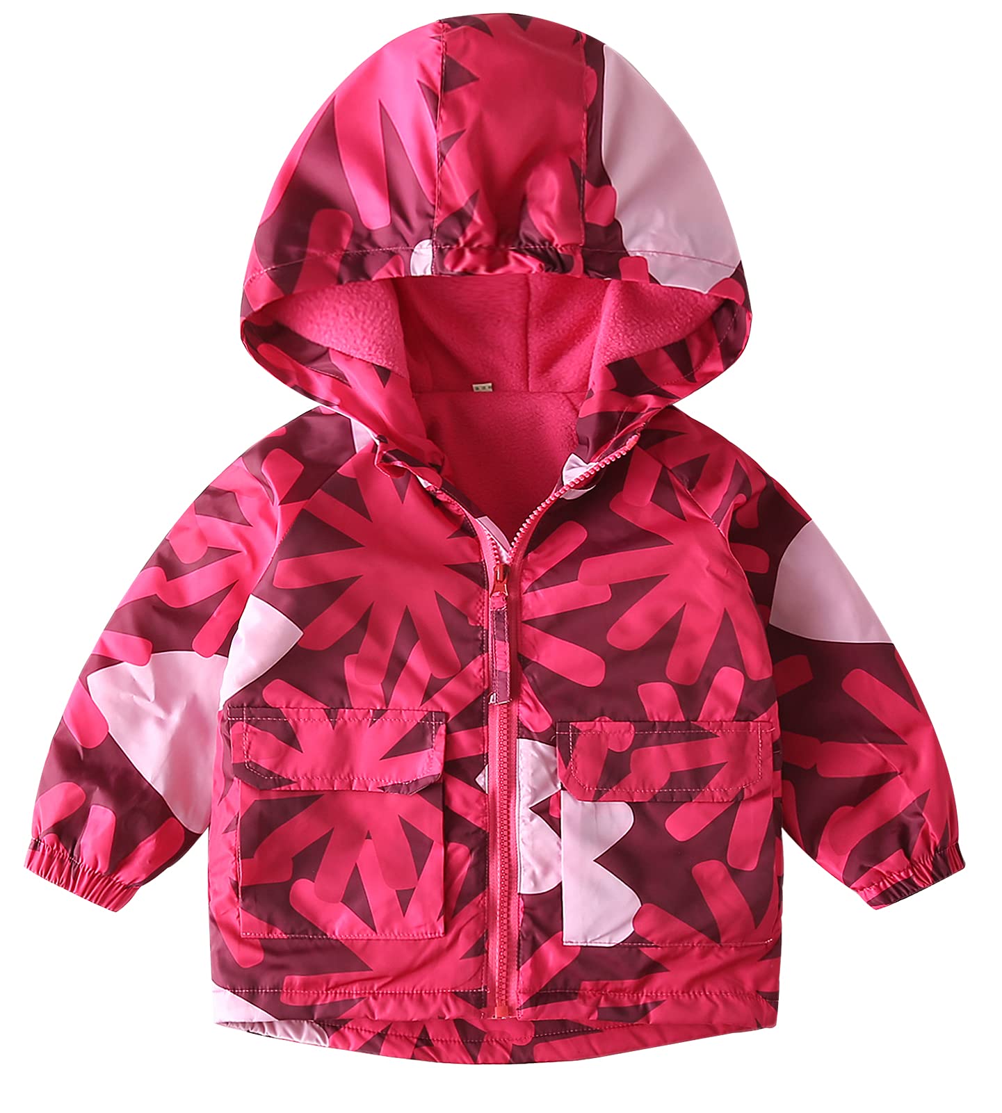Happy Cherry Kids Boys Girls Fleece Lined Windbreaker Jacket Fashion Prints Hoodie for Fall Winter