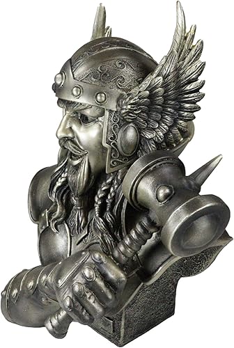 Miniatura 8 de Ebros Gift Gran Thor Odinson empuñando Mjolnir Martillo Busto Estatua 11" Alto Mitología nórdica Dios del Trueno Rayo Martillo Mjolnir Donar Hijo de