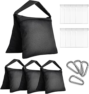 أكياس رمل فارغة شديدة التحمل لمعدات التصوير الفوتوغرافي وخيمة المظلة والحامل الخلفي والحامل الثلاثي للصور والفناء الخارجي وقاعدة المظلة كرسي الصيد من جلو شوتينج (4 قطع)