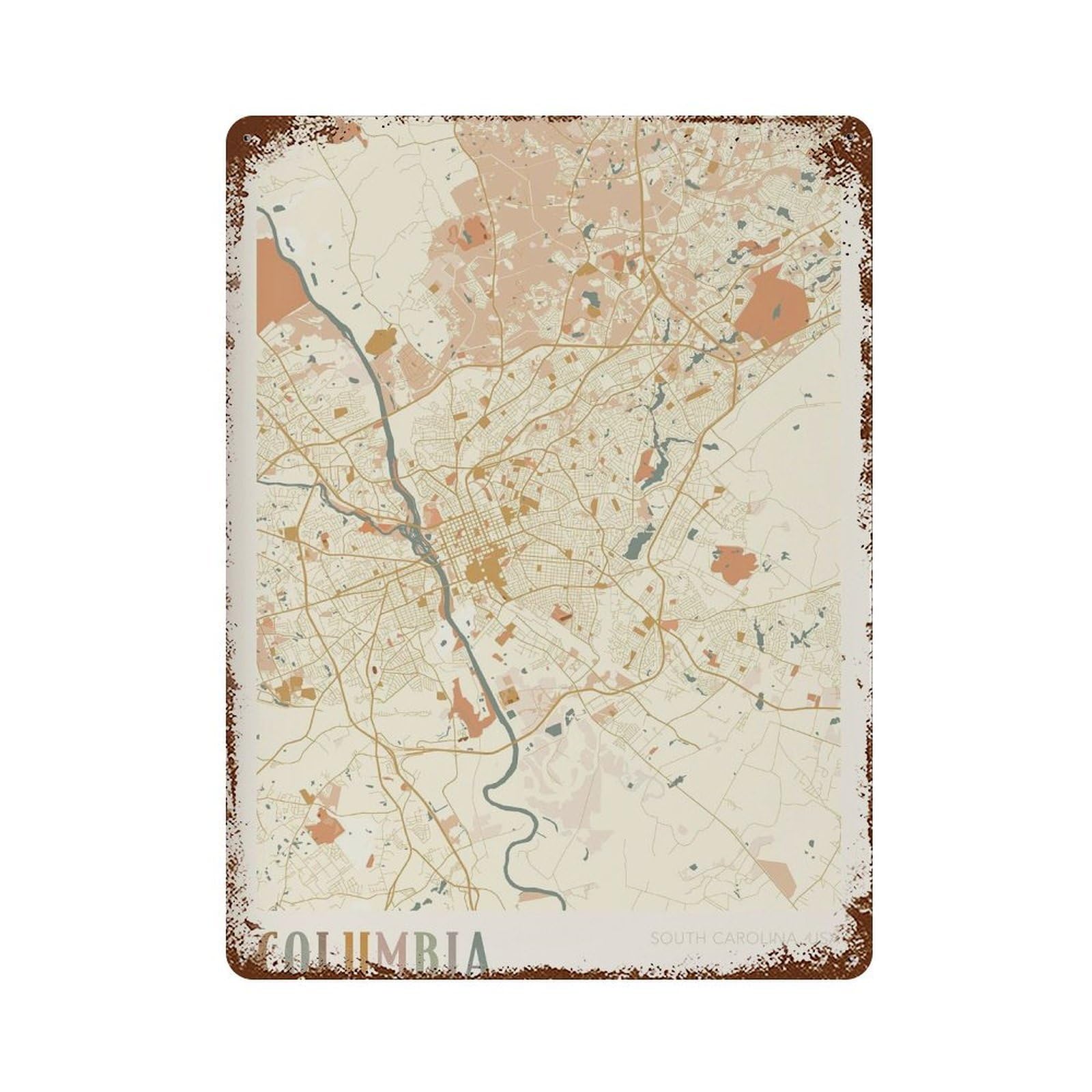 xiaoxiaoshen Columbia Map South Carolina Travel Gift Boho (2) Wall Decor Art Metal Tin Poster Modern Home Decor Art Home Bar Shop Decorations Vintage Sign 40x30cm