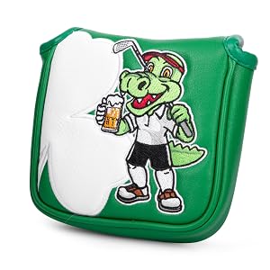 Golf Square Mallet Putter Cover with Magnetic Closure Crocodile with Shamrock Design Mallet Headcover Head Cover fits for