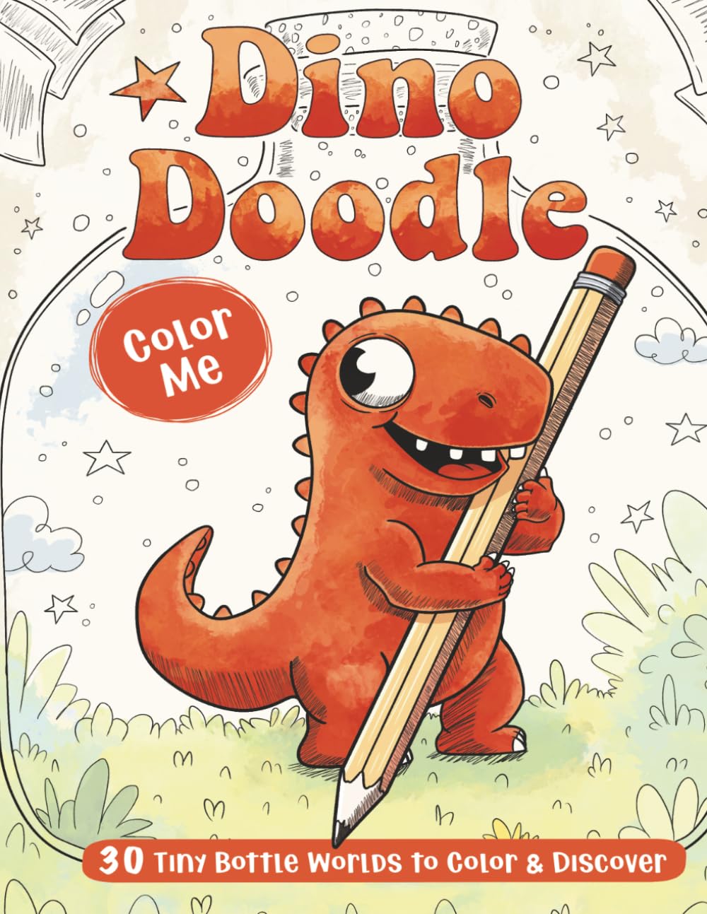 Dino Doodle: Cute Dinosaur Coloring Book for Teens & Adults – 30 Kawaii Bottle World Dinosaurs with Cozy Scenes, Fun Facts & Relaxing Art