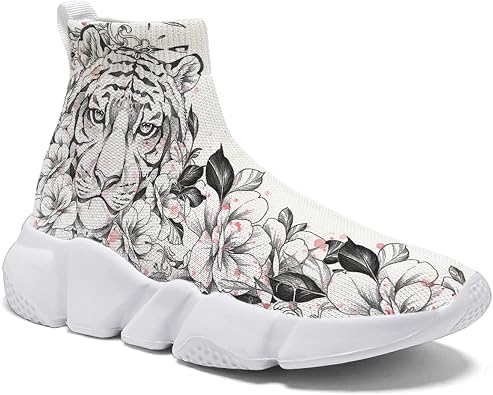 Hetios Womens Fashion Tennis Sneakers White Socks Shoes Graffiti Painted Casual Walking Shoes