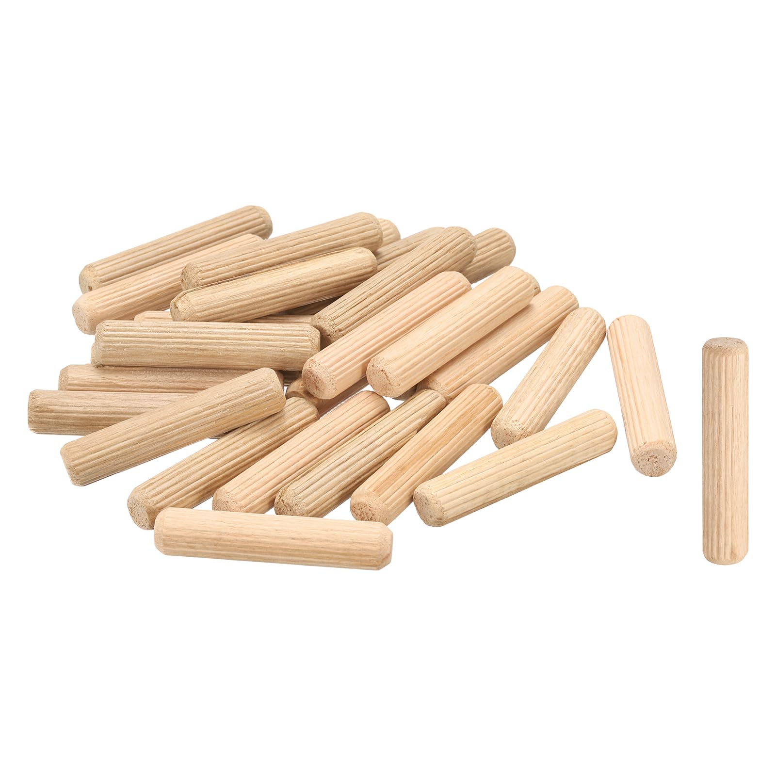 sourcing map 60Pcs Wooden Dowel Pins, M10 x 50mm Straight Dowel Rods Wood Fluted Dowels Rods for Crafts Furniture DIY Hardwood