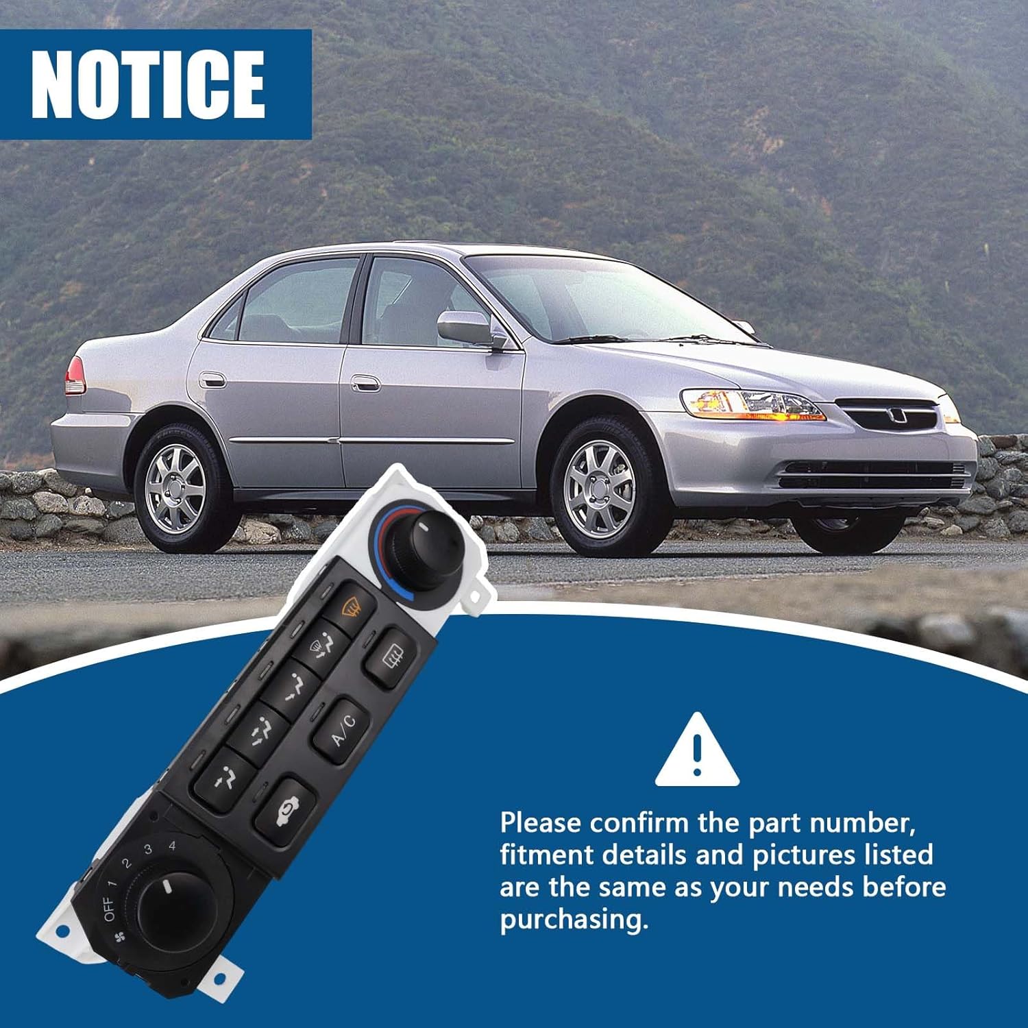 Heater Climate Control Switch Module Panel Compatible with Honda Accord (98-00) / Odyssey (98-04) Replaces 79600-S84-A01ZA, 599-268