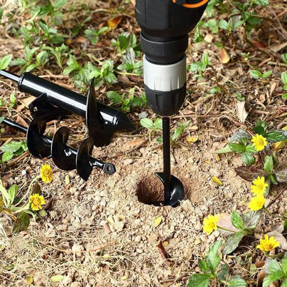 Erdbohrer Für Akkuschrauber 3 Stück, Erdbohrer Für Bohrmaschine Erdlochbohrer Pflanzbohrer Gartenbohrer Bodenbohrer Blumenzwiebel Bohrer zum Pflanzen und Bohren (8 x 30 cm & 4 x 22 cm & 4 x 45 cm)