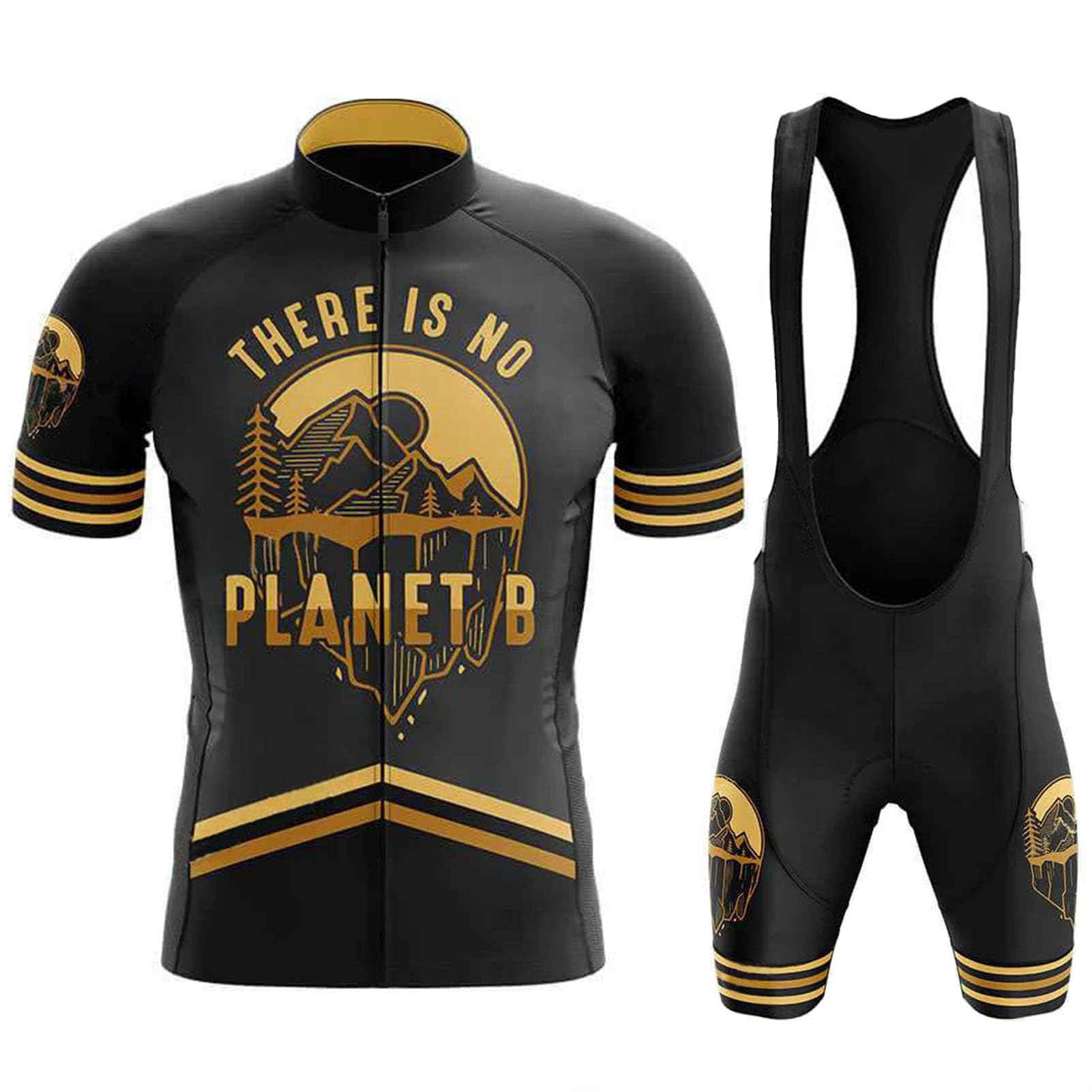 Conjunto Ropa Ciclismo Hombre Verano Traje de Ciclista Maillot de Bici MTB | Camiseta Ciclo Manga Corta y Culotte Tirantes con 19D Gel Acolchado,Completa Bicicleta Transpirable Secado Rápido