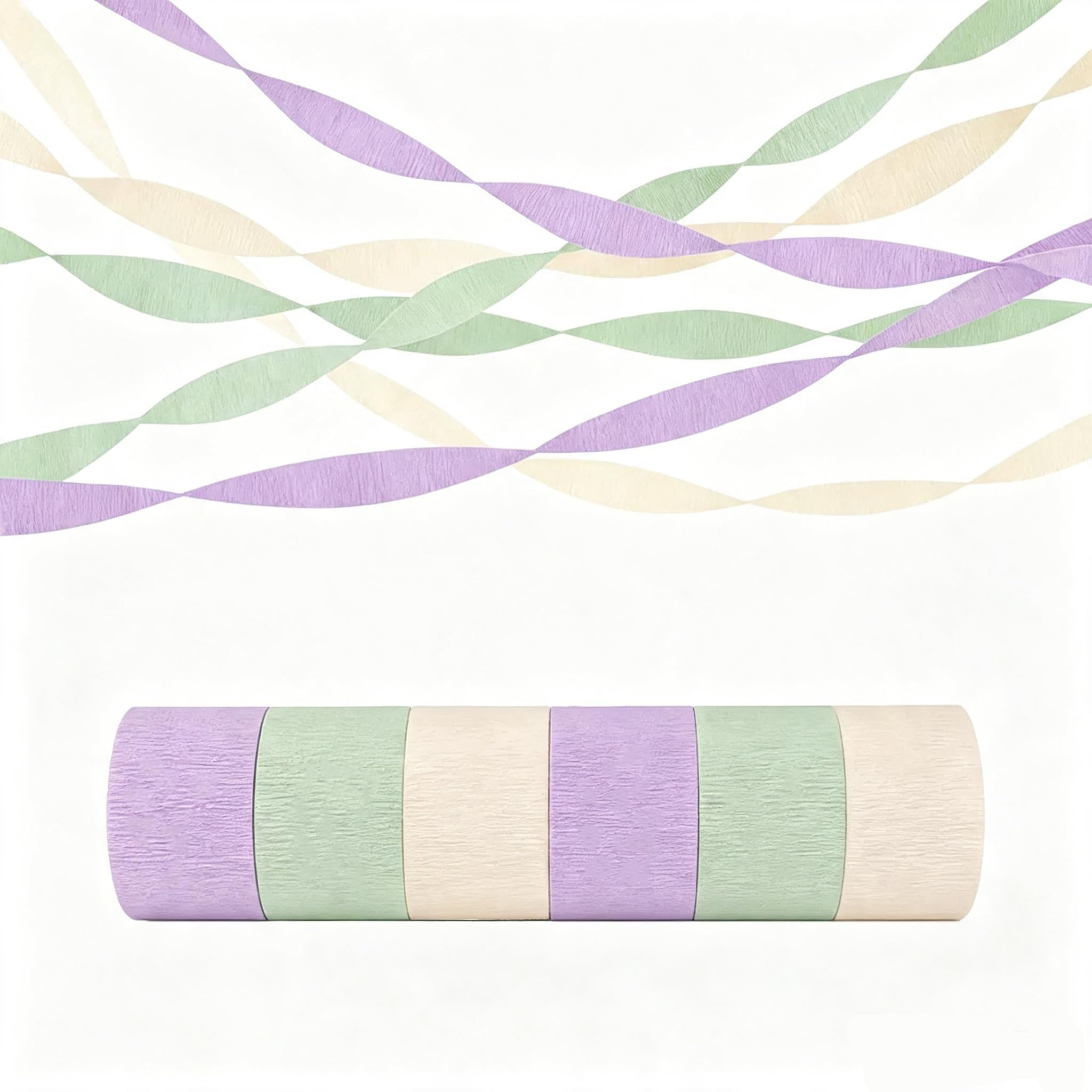 Sgae Green Light Purple Decorations,6 Rolls Crepe Paper Streamers for Pastel Birthday Baby Shower Wedding Lavender Party Decor Supplies