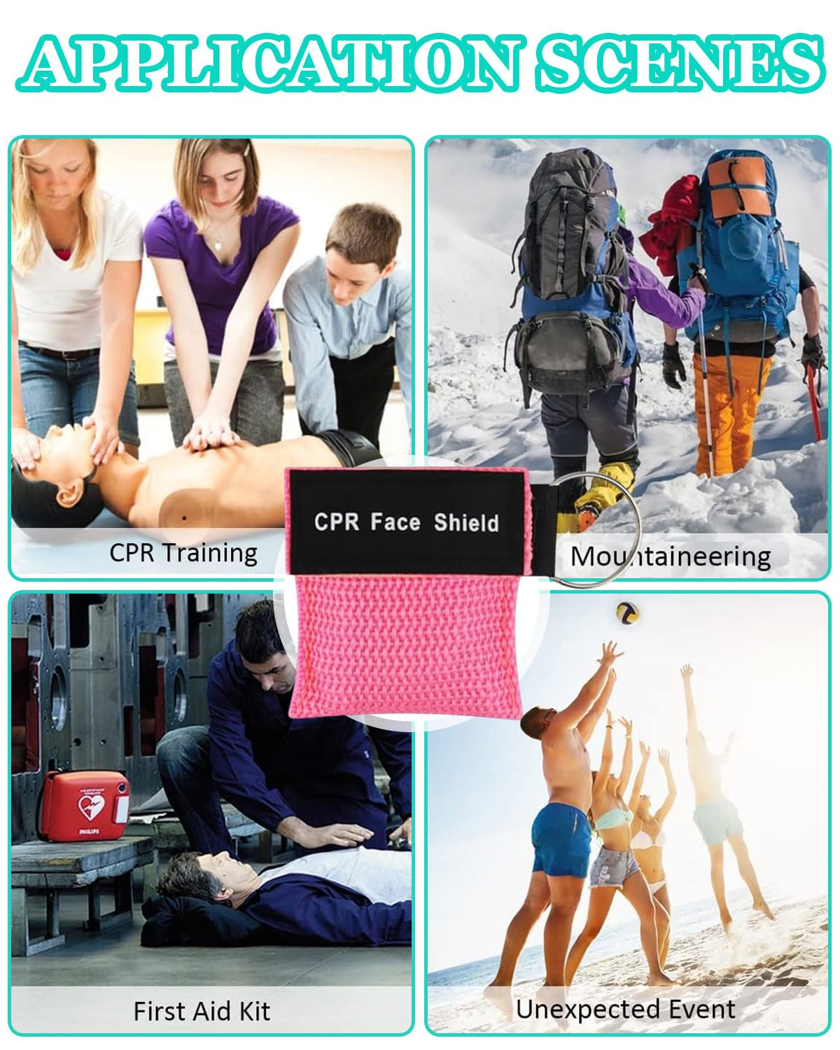 5 pezzi Maschera di respirazione Portachiavi CPR Face Shield di Primo Soccorso Pocket Mask Primo Soccorso Maschere respiratorie, pocket mask, per Il Primo Soccorso o addestramento AED