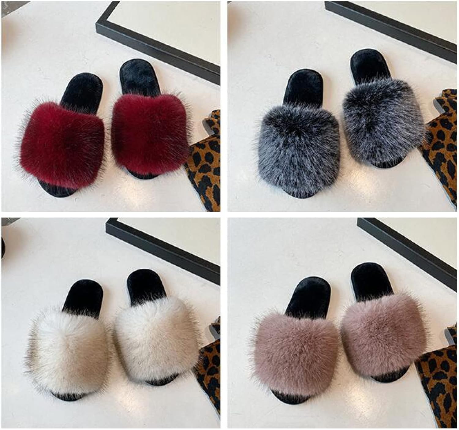 [IJGE] レディース ミュール モコモコ サンダル 歩きやすい カジュアル ローヒール フラット 通勤 ファーミュール ふわふわ