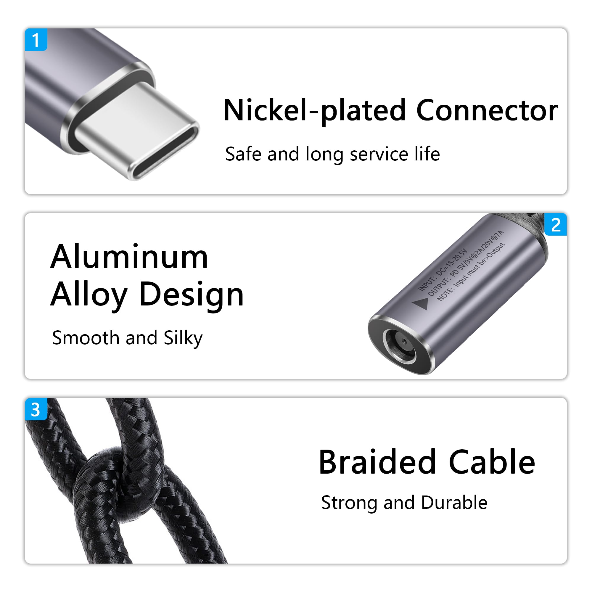 SinLoon PD DC7450 - Cavo da 140 W a USB C, DC 7,4 mm x 5,0 mm femmina (7,4 x 0,6 mm), ingresso a tipo C maschio, cavo di ricarica con chip di identificazione automatica PD, per telefoni, tablet,