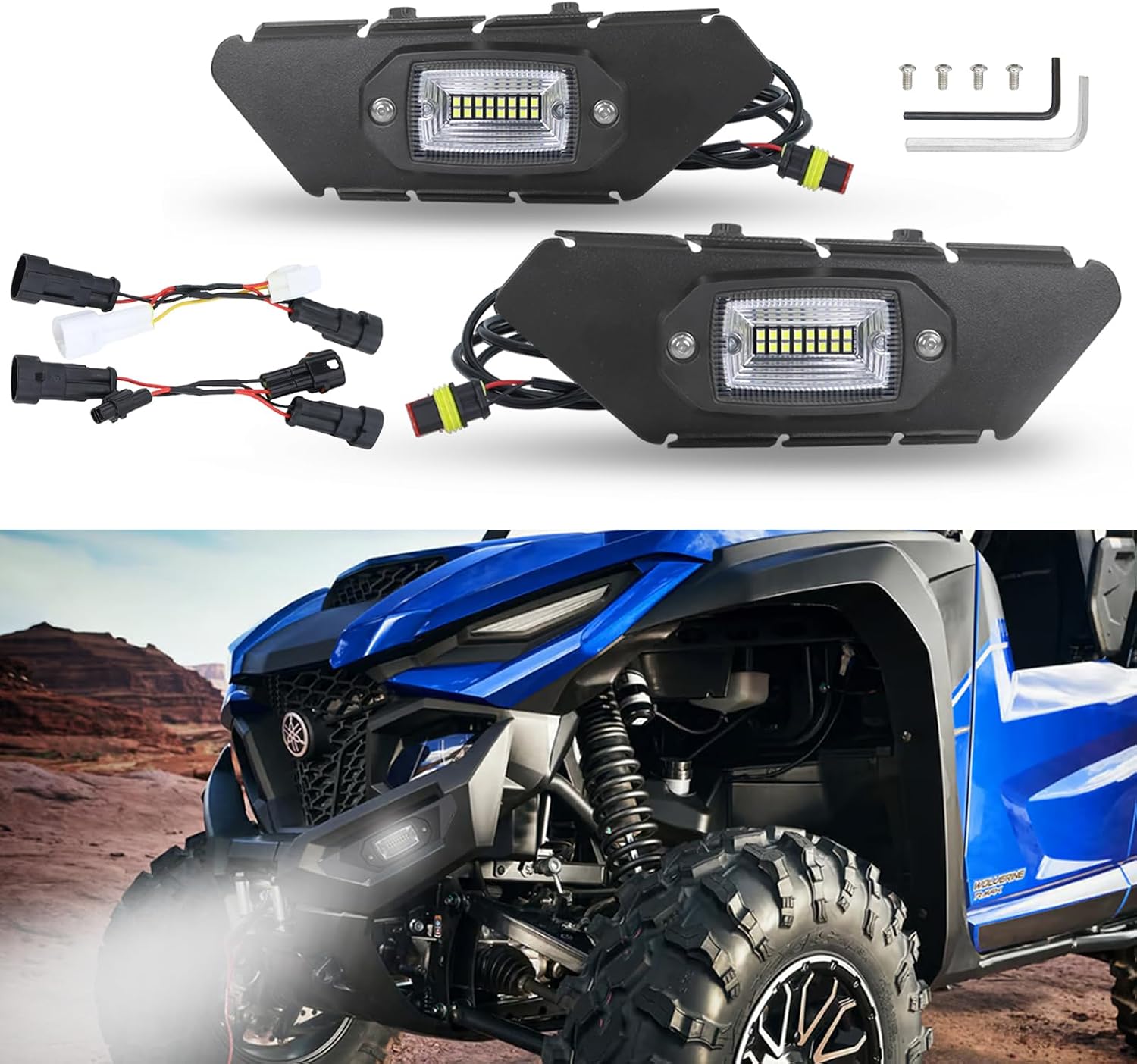 LED Front Fascia Lights Bumper Cover Light, Front Auxiliary Spot Light Accent Lamps Compatible with 2021-2024 Yamaha Wolverine RMAX 2 1000 / RMAX 4 1000 (2PCS)