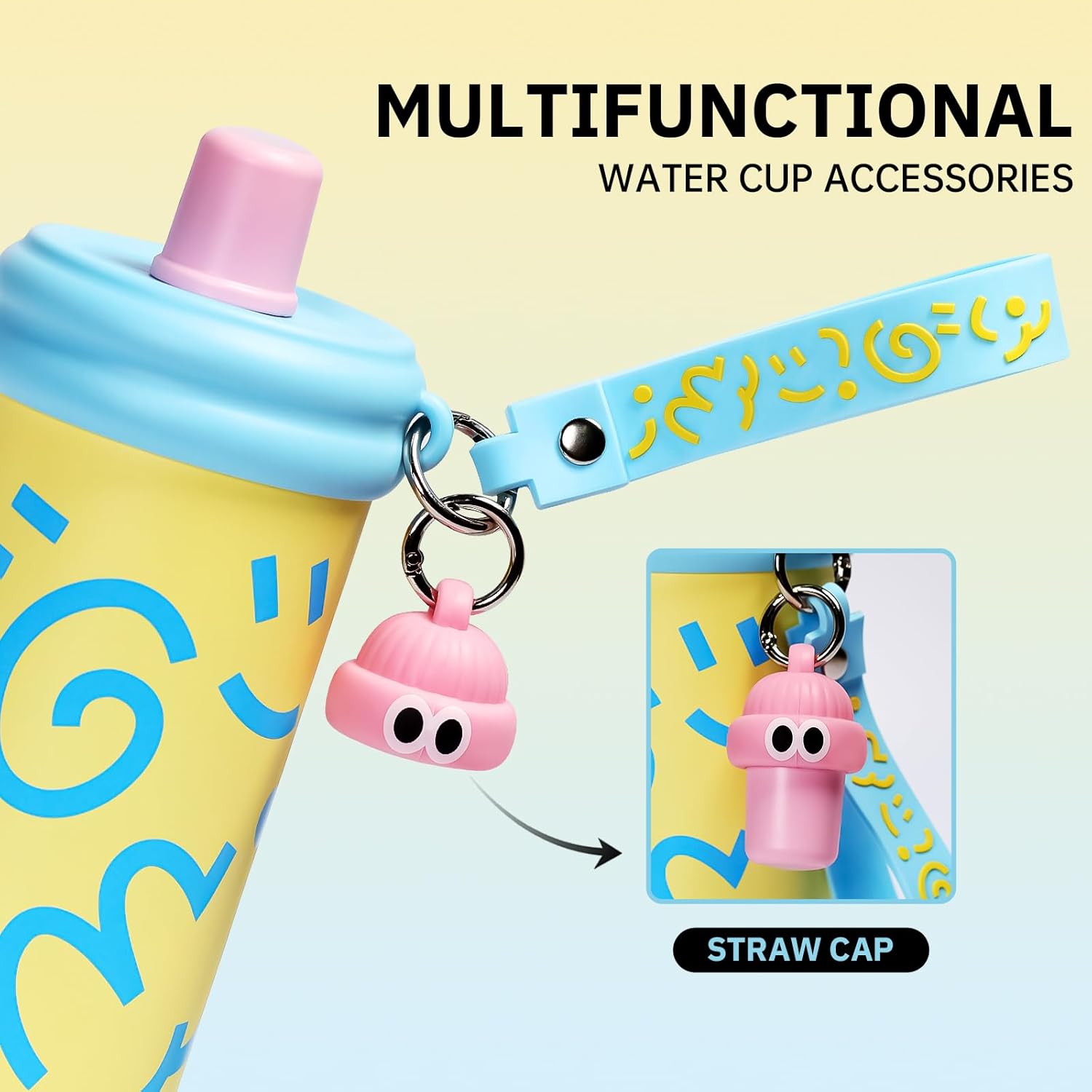 Stainless Steel Tumbler with Straw, 600ml/20oz Tumbler with Leak Proof, Reusable Double Walled Water Bottle, Thermo Coffee Travel Mug (Yellow) - Image 5