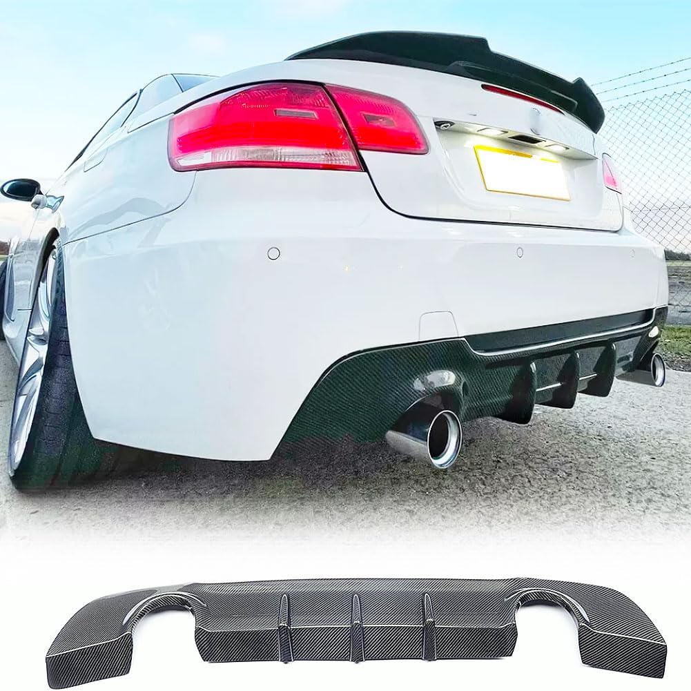 MCARCAR KIT Carbon Fiber Rear Bumper Diffuser Fits for BMW 3 Series E92 E93 M Sport 2Door 2007-2012 320i 323i 325i 330i 335i M-Tech Auto Lower Bumper Lip Spoiler Body Kit Factory Outler