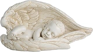 Sleeping Baby Statue with Angel Wings, Guardian Angel Wings Catholic Gift for Baby Baptism or Showers