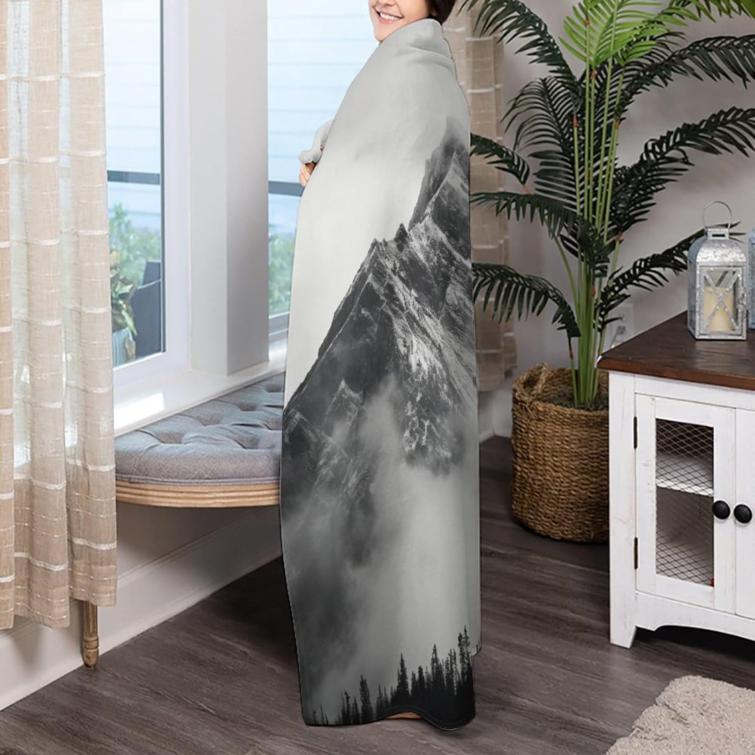 review A Foggy Mountain Dog Wearable Fleece Pet Throw Blanket for Couch Car Bed Crate, Soft Cozy Baby Girl Boy Blanket 30x40 in