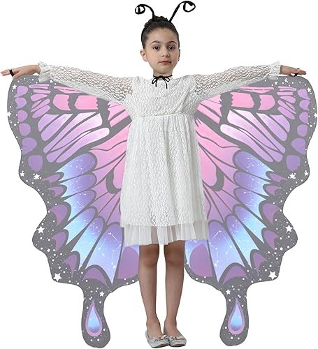 Miniatura 2 de Butterfly Costume Halloween Costumes for Girls Kids, Butterfly Wings Costume Cape Shawl for Girls Fairy Wing