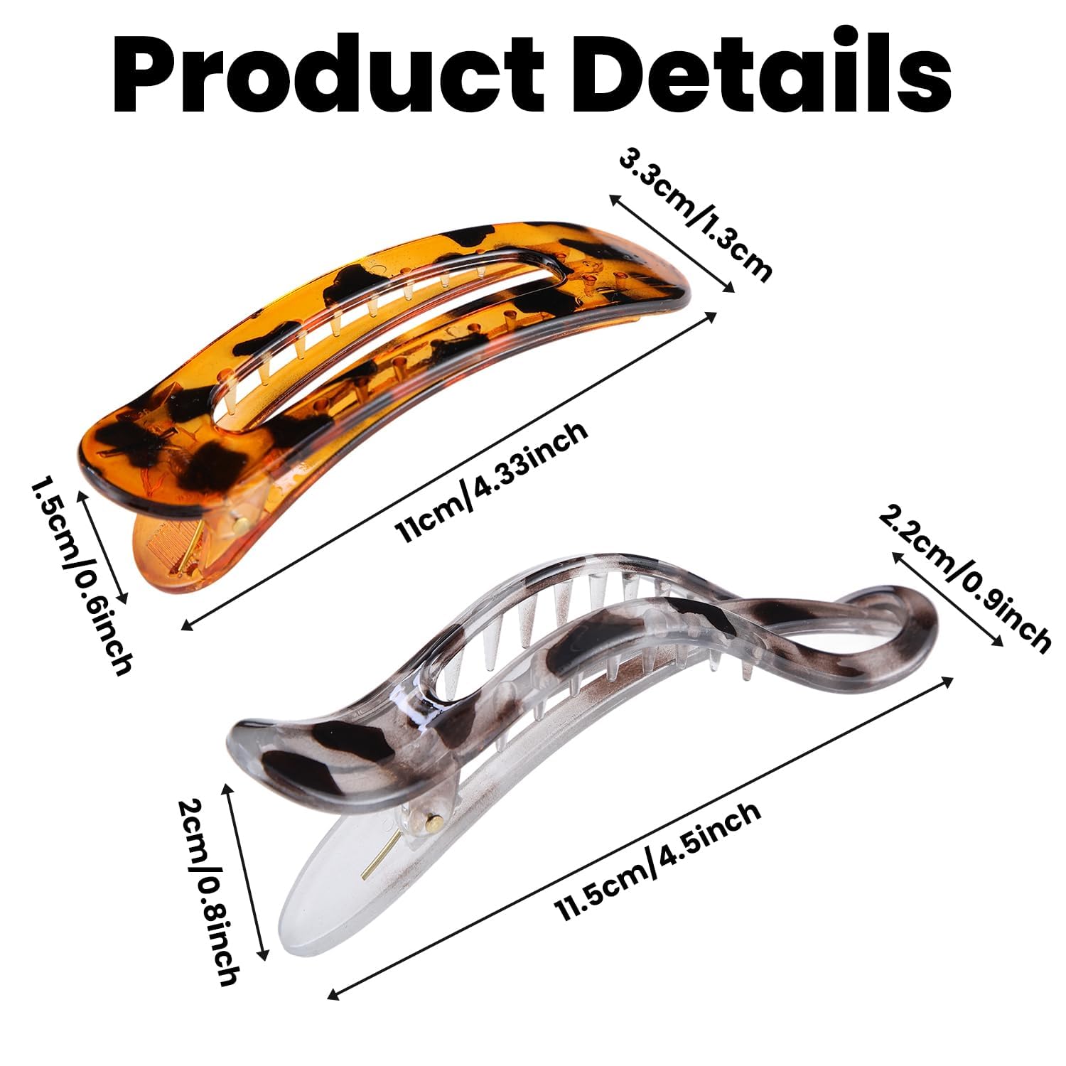 6 Pcs Hair Clips for Thick Hair Curved Claw Clips for Thick Thin Hair Leopard Womens Hair Clip Strong Hold and No Slip - Image 4