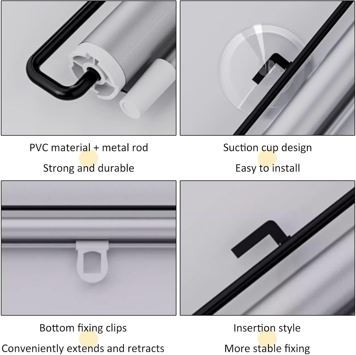 Blackout Roller Shades With Suction Cups,Retractable Sunshade Roll Up Blinds,Window Roller Blinds,Portable Curtains,Temporary Blinds No Drilling,Sunscreen/Privacy Protection,W×H-50*160cm(20*63in)