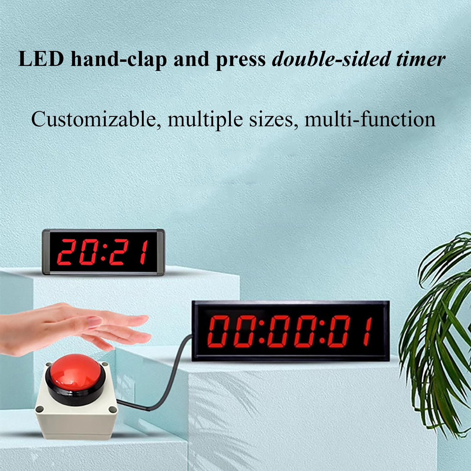 Temporizador De Doble Cara con Botón LED, Temporizador De Competición De 3 Pulgadas, Función De Recordatorio De Tiempo, Adecuado para Gimnasios, Escuelas Y Gimnasios De Boxeo.