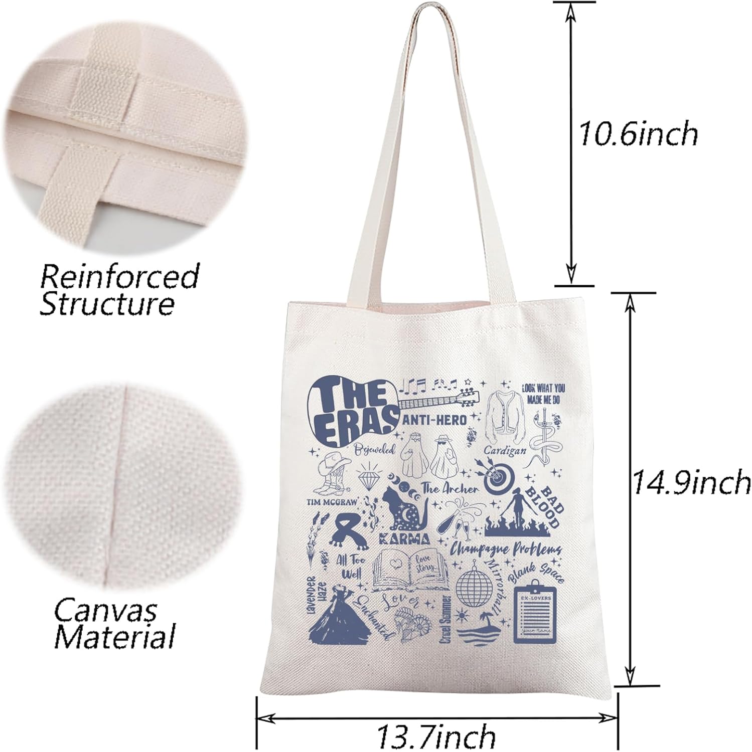 TGBJE Singer Fan Gift Singer Concert Tour Tote Bag Music Lovers Gifts Song Lovers Gift Album Inspired Shoulder Grocery Bag (The eras tote) - Image 4