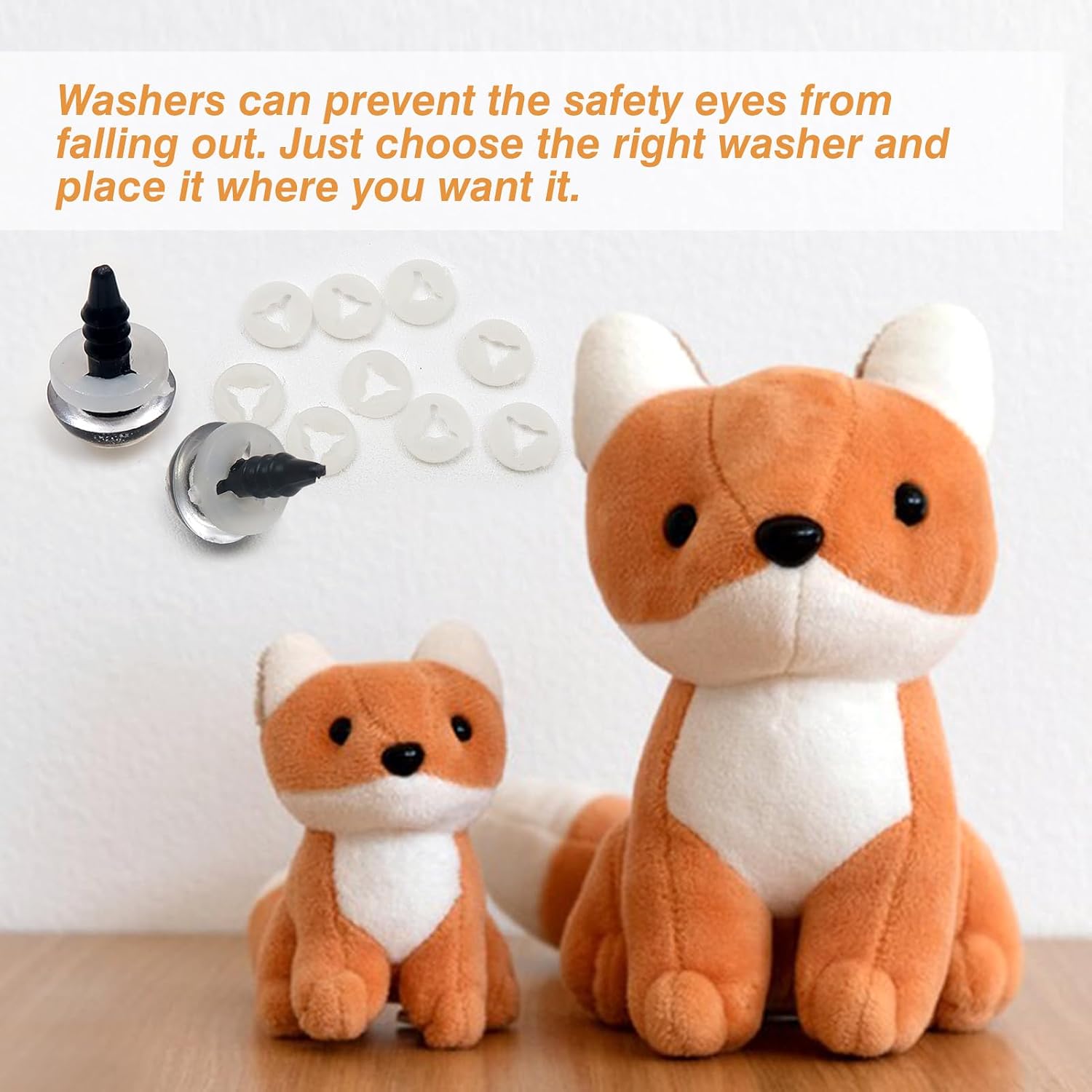 TOAOB 180pcs 9mm Plastic Washers Safety Eyes Backs for Stuffed Animals Amigurumis Crochet Bears Eyes and Noses
