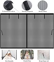 Vista 5 de Pantalla magnética para puerta de garaje de 9 x 9 pies, cortinas de red manos libres, cierre de cubierta retráctil de fibra de vidrio para garaje