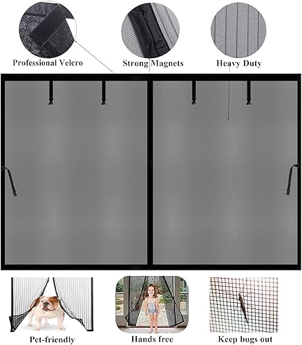 Miniatura 5 de Pantalla magnética para puerta de garaje de 10 x 9 pies, cortinas de pantalla manos libres, cierre de cubierta retráctil de fibra de vidrio para