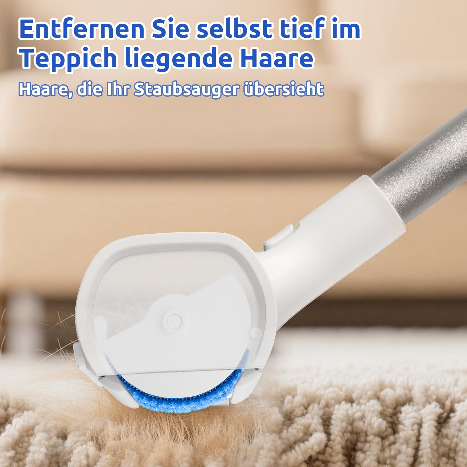 ACE2ACE Teppichrolle für Tierhaare, Teppichbürste Tierhaare, Tierhaarentferner Teppich für Hundehaare and Katzenhaare, kein Bücken, kein Knien, 1,5 m Langer Griff, Blau