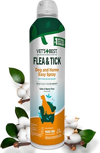 Vet's Best Spray Natural Fácil contra Pulgas y Garrapatas para Perros – Aroma a Especias de Algodón – Prevención Natural de Pulgas y Garrapatas