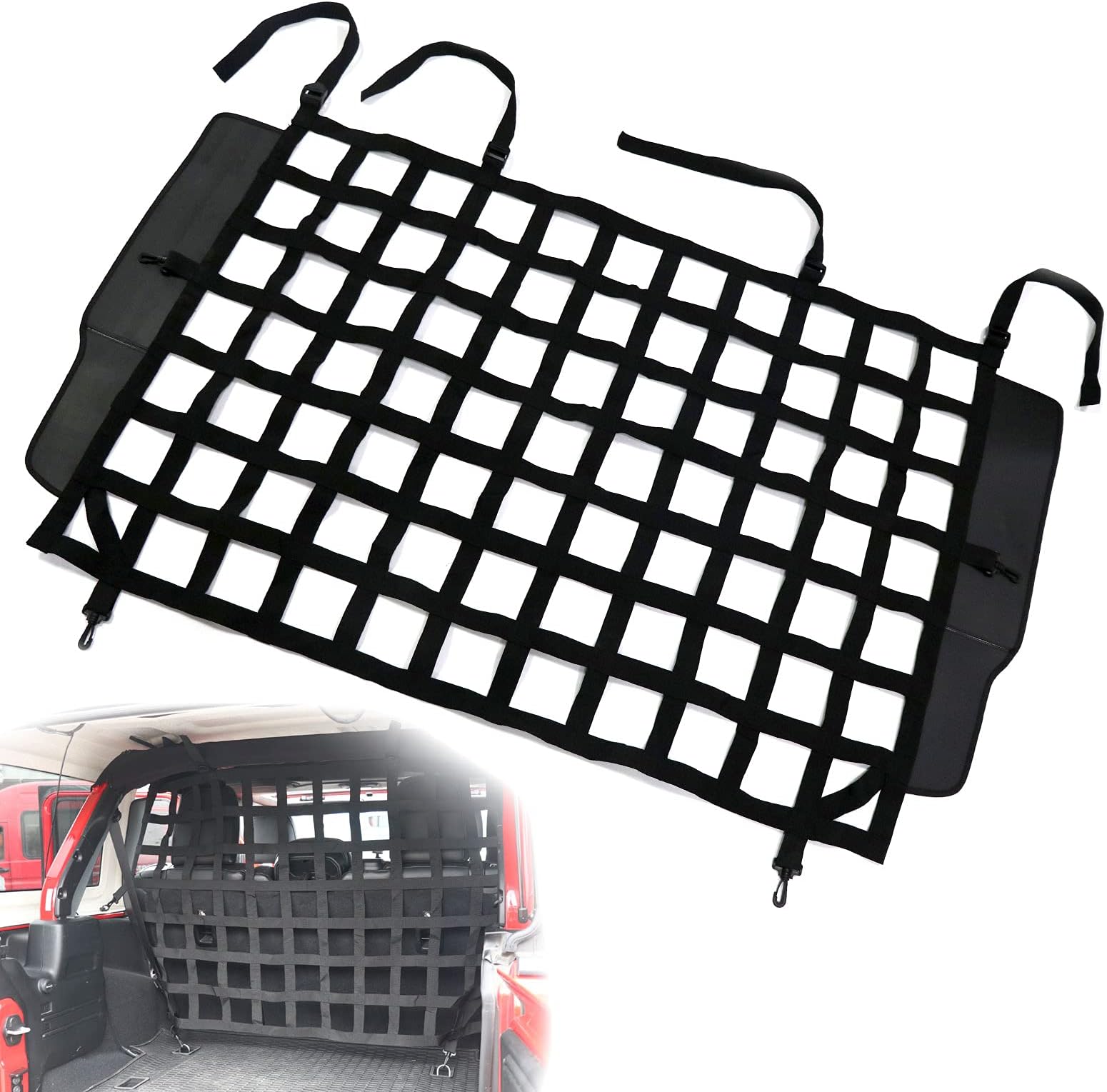 Cartaoo Vehicle Pet Barrier,Rear Seat Isolation Mesh Cargo Net Back Dog Seat Divider for Jeep Wrangler. Compatible with JK JL 2007-2021 and Gladiator Rubicon Unlimited JT Accessories